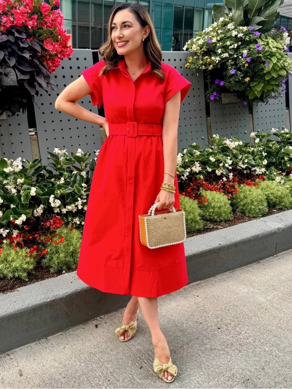 New Tuckernuck Chloe Red Belted Shirt Dress - size M. - Picture 3 of 11